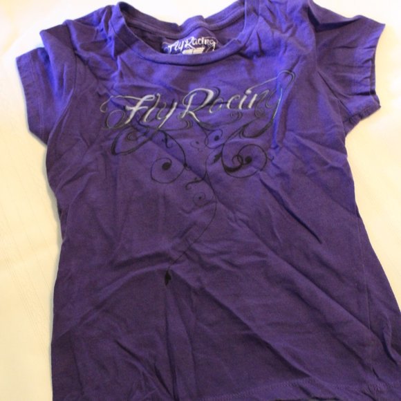 Fly Racing Edge Youth Medium Girls Short Sleeve T-Shirt Purple (B) - Picture 1 of 2